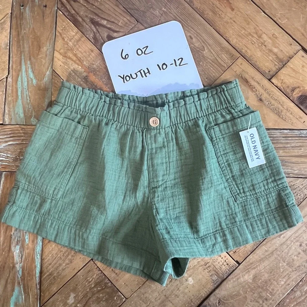 Old Navy Girls Shorts L (10-12) Olive Green Cotton‎ Blend Casual Pull On New